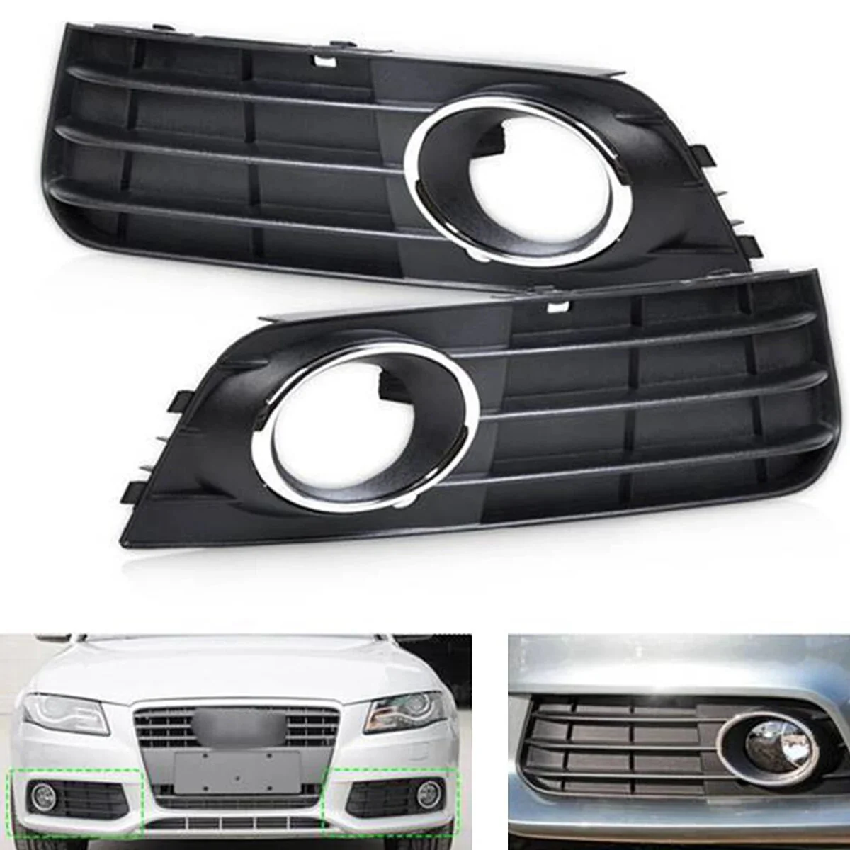 Bumper Fog Light Lamp Cover Grille for Audi A4 A4L B8  2007 2008 2009 2010 2011 2012 - Image 5